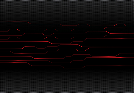 Abstract red light circuit on black hexagon mesh design modern futuristic technology vector background illustration.のイラスト素材