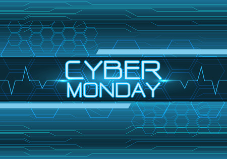 Cyber Monday blue digital design modern futuristic background vector illustration.のイラスト素材