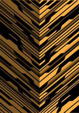 Abstract yellow black arrow circuit direction pattern design modern futuristic technology background vector illustration.のイラスト素材