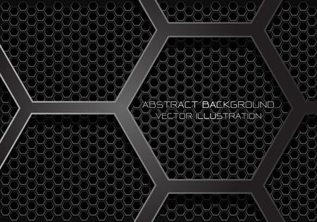 Abstract dark grey hexagon overlap on mesh design modern futuristic background vector illustration.のイラスト素材