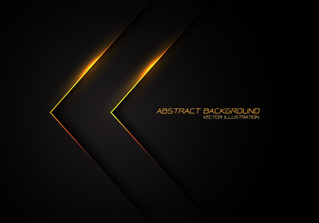 Abstract gold line light arrow direction on black design modern luxury futuristic background vector illustration.のイラスト素材