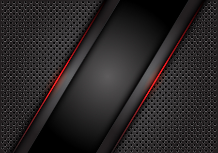 Abstract red light line dark grey on circle mesh design modern technology futuristic background vector illustration.のイラスト素材