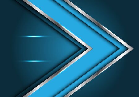 Abstract blue silver line arrow direction with blank space light design modern futuristic luxury vector illustration.のイラスト素材