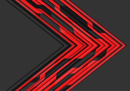 Abstract red circuit line arrow direction on grey blank space design modern futuristic technology vector illustration.のイラスト素材