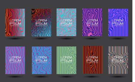 Abstract liquid lines design colorful cover set collection on grey background design modern futuristic vector illustration.のイラスト素材