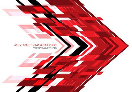 Abstract red black arrow geometric direction on white design modern futuristic technology background vector illustration.のイラスト素材