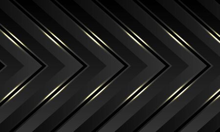 Abstract dark grey gold light arrow pattern direction design modern luxury futuristic background...