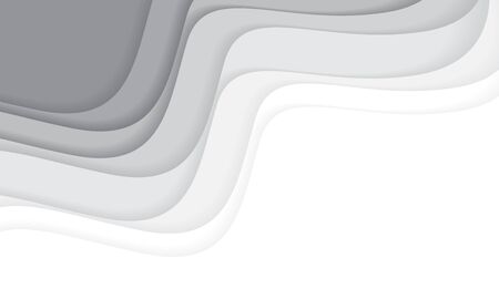 Abstract white grey tone paper cut pattern with blank space design modern style background texture vector illustration.のイラスト素材