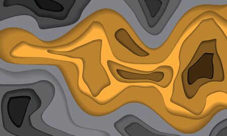 Abstract yellow grey tone paper cut wave curve design modern background vector illustration.のイラスト素材