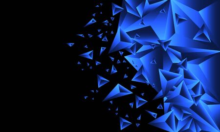 Abstract blue glossy triangle polygon geometric on black blank space design modern futuristic background vector illustration.のイラスト素材