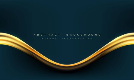 Abstract dark blue gold line curve with text on blank space design modern luxury background vector illustration.のイラスト素材