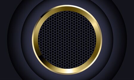 Abstract gold circle dark grey hexagon mesh design modern luxury futuristic background vector illustration.のイラスト素材