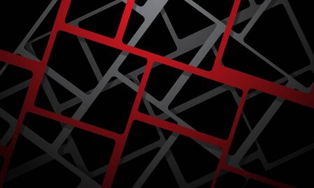 Abstract red grey square mesh cross overlap on black design modern futuristic background vector illustration.のイラスト素材