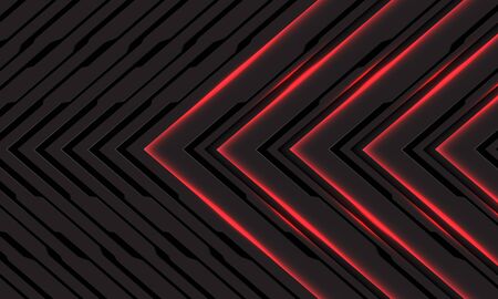 Abstract black line red light cyber arrow direction on dark grey with blank space design modern futuristic technology background vector illustration.のイラスト素材
