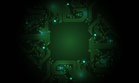 Technology green circuit mainboard computer futuristic background vector illustration.のイラスト素材