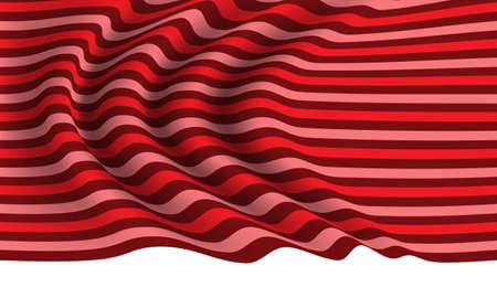 Realistic red tone line fabric wave on white background vector illustration.