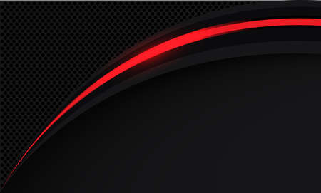 Abstract red curve light on black circle mesh with blank space design modern futuristic technology background vector illustration.のイラスト素材