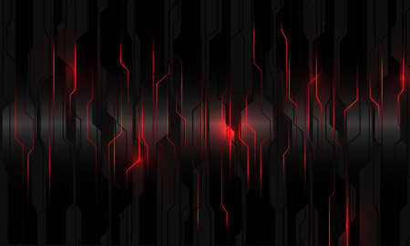 Abstract red light power circuit on black metallic cyber geometric design modern technology futuristic background vector illustration.のイラスト素材
