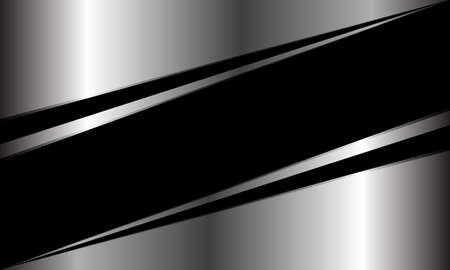 Abstract black banner line slash on silver triangle geometric design modern luxury futuristic background vector illustration.のイラスト素材
