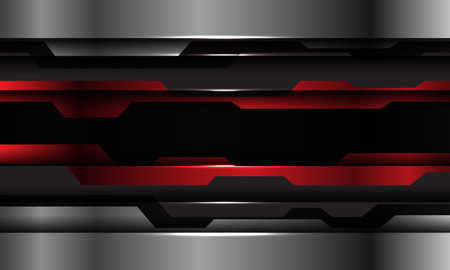 Abstract red black metallic silver cyber technology futuristic design modern background vector illustration.のイラスト素材
