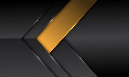 Abstract dark grey metallic yellow banner arrow direction with blank space design modern futuristic background vector illustration.のイラスト素材
