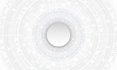 Abstract white technology cyber circuit circle futuristic vector background illustration.のイラスト素材