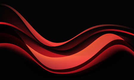 Abstract red wave curve shadow dynamic on black background vector illustration.のイラスト素材