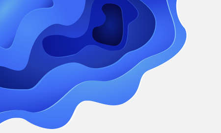 Abstract blue white paper cut 3D layers with blank space design modern background vector illustration.のイラスト素材