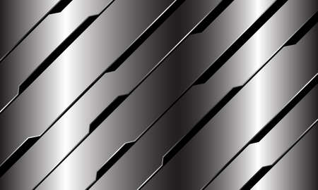 Abstract silver black line circuit cyber geometric slash design modern luxury futuristic technology background vector illustration.のイラスト素材