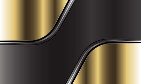 Abstract gold silver black line curve overlap on dark grey metallic design modern luxury futuristic background vector illustration.のイラスト素材