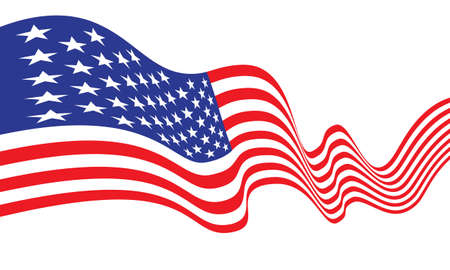 United state of America flag ribbon wave on white background vector illustration.のイラスト素材