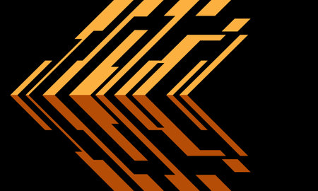 Abstract yellow arrow 3D cyber geometric direction on black design modern futuristic technology background vector illustration.のイラスト素材
