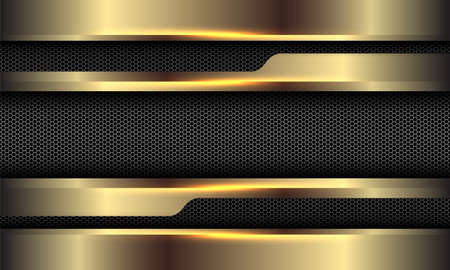 Abstract gold metallic grey hexagon mesh geometric design modern luxury futuristic background vector illustration.のイラスト素材