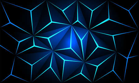 Abstract dark metallic polygon blue light futuristic technology design background vector illustration.のイラスト素材