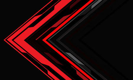 Abstract red cyber arrow direction geometric on grey with blank space design modern technology futuristic background vector illustration.のイラスト素材