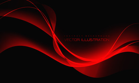 Abstract red wave curve on black design modern luxury futuristic background vector illustration.のイラスト素材