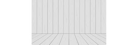 Realistic white wood room space background texture vector illustration.のイラスト素材