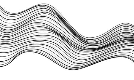Abstract black lines wave curve motion on white background vector illustration.のイラスト素材