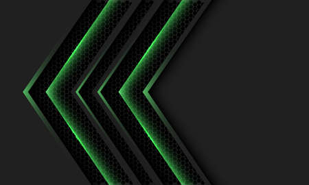 Abstract grey arrow green light hexagon mesh direction shadow with blank space design modern futuristic background vector illustration.のイラスト素材