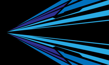 Abstract blue tone arrow speed direction geometric on black design modern futuristic technology background vector illustration.のイラスト素材