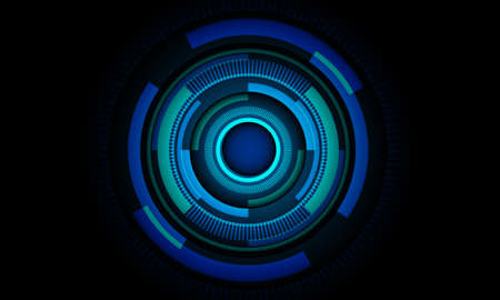 Technology futuristic blue light circle power energy geometric in black background vector illustration.のイラスト素材