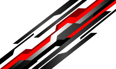 Abstract red black grey metal cyber line geometric cyber futuristic technology on white design modern vector illustration.のイラスト素材