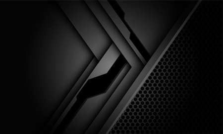 Abstract silver black cyber geometric shadow design modern futuristic technology background vector illustration.のイラスト素材