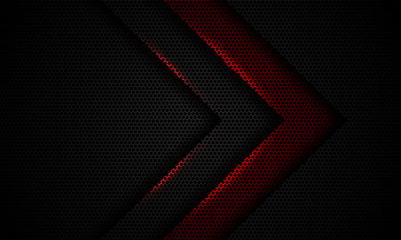Abstract red grey arrow direction shadow light on hexagon mesh design modern luxury futuristic technology background vector illustration.&#x9;&#xD;のイラスト素材