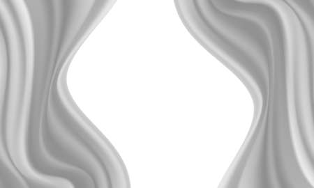 Realistic white fabric wave with blank space background luxury vector illustration.のイラスト素材