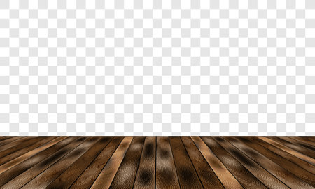Realistic brown wood old dirty floor and grey checkered background vector illustration.のイラスト素材