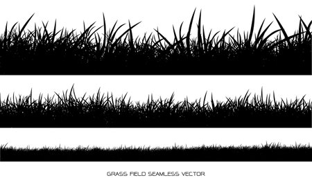 Set of grass border silhouettes on white background vector illustrator.のイラスト素材