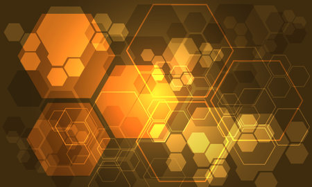 Abstract technology gold hexagon geometric overlap futuristic design creative ultramodern background...