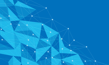 Abstract white line triangle polygon on blue technology futuristic network connect background vector...
