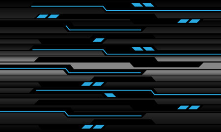 Abstract technology blue light power cyber line futuristic black circuit on metal design ultramodern background vector illustration.のイラスト素材